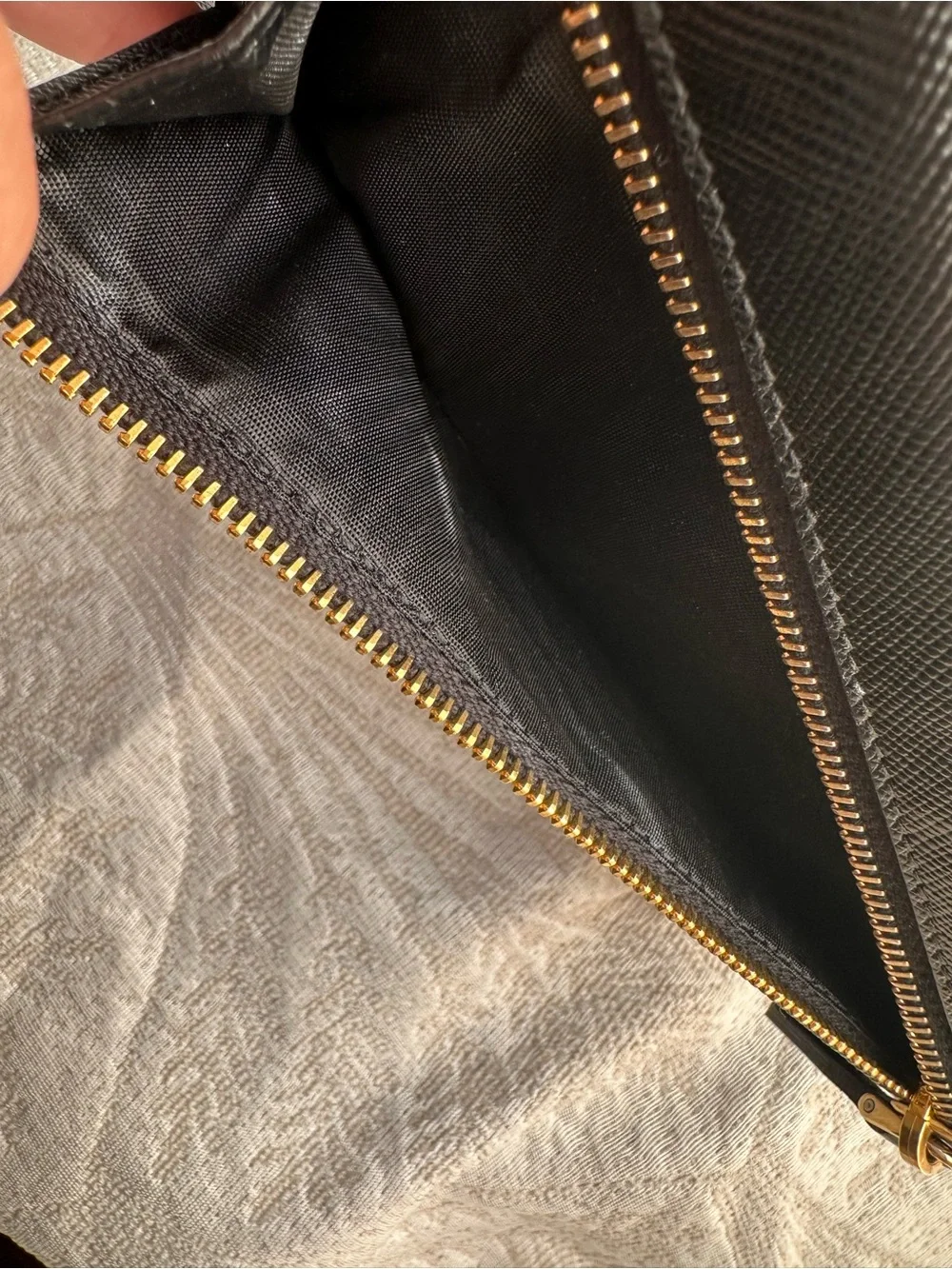 Authentic Prada Black Saffiano Leather Continental Wallet with Gold Logo